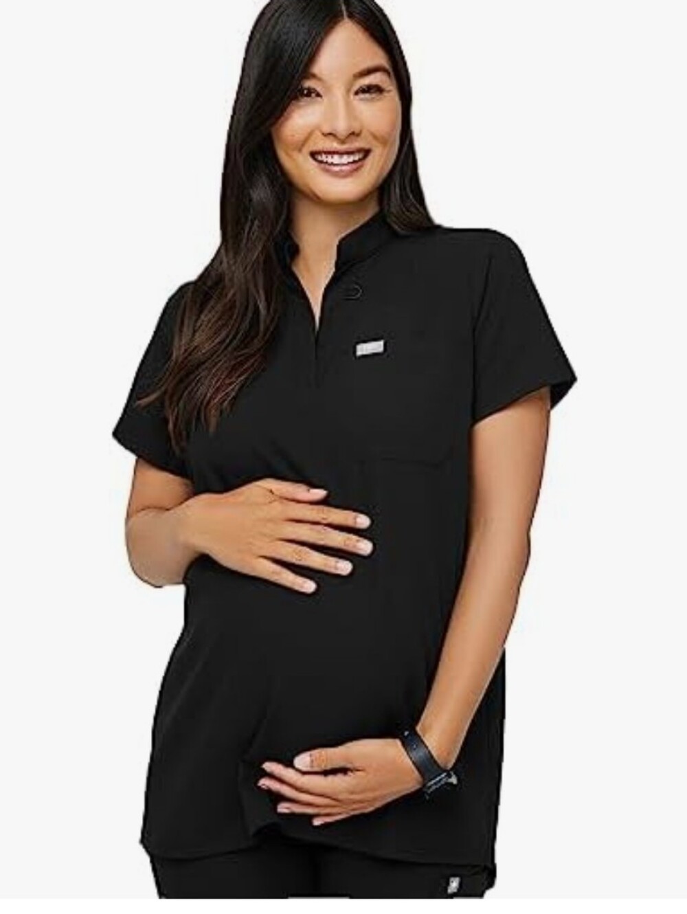 Figs Black Maternity Scrub Top Medical Dental Sz Small